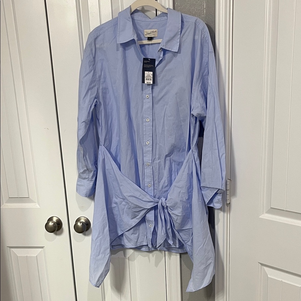 Universal Thread Light Blue Tie-Front Button-Up m… - image 3